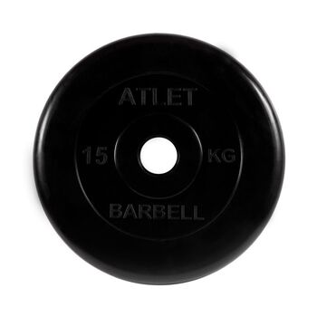 Диск обрезиненный черный "МВ"Атлет, 15 кг., d51мм  - фото 1