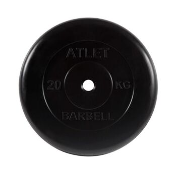 Диск обрезиненный черный "МВ"Атлет, 20 кг., d26мм  - фото 1