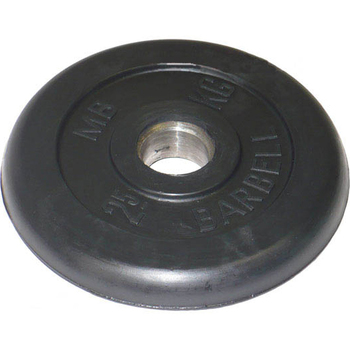 Диск обрезиненный черный BARBELL 25 кг., d26мм  - фото 1